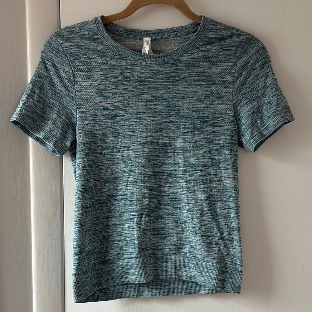 Blue Short Sleeve Knit Top